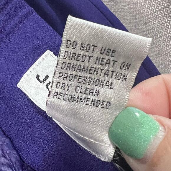 Justin Taylor Vintage 2 Piece Skirt and Blazer Suit Purple Embellished Size 10 - Picture 9 of 16